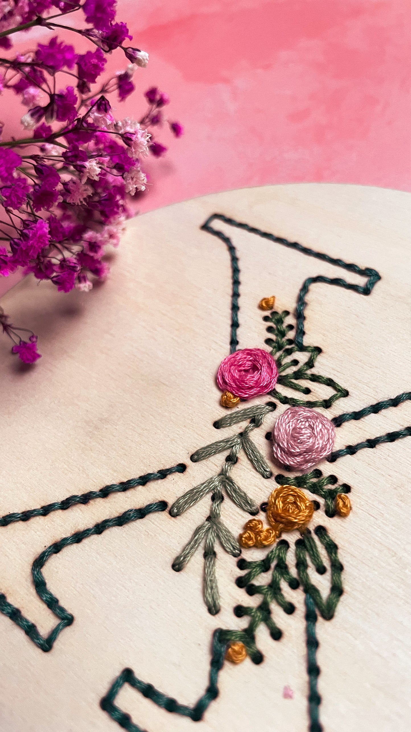 Kit de broderie lettrine fleurie