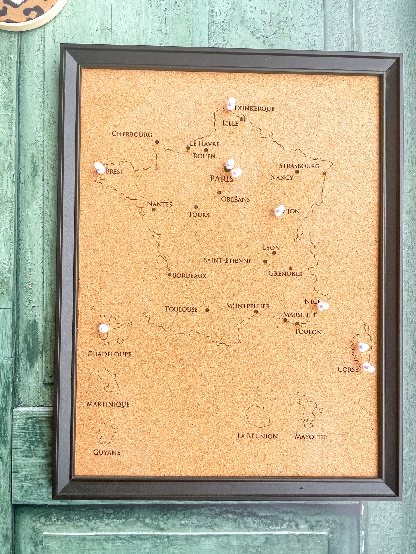 Carte de France à épingler – Panneau décoratif en liège