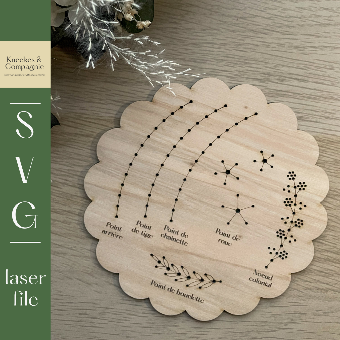 SVG Broderie sur bois points de bases | Scoring laser cut file