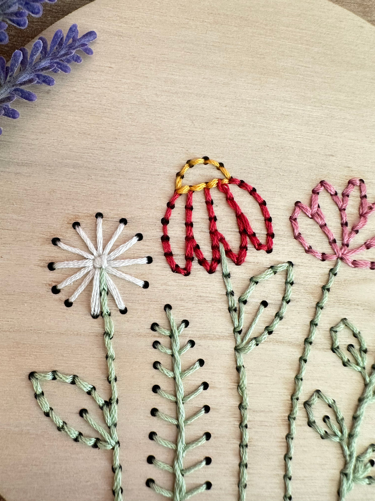 Base de broderie seule fleurs – Bois prêt à broder