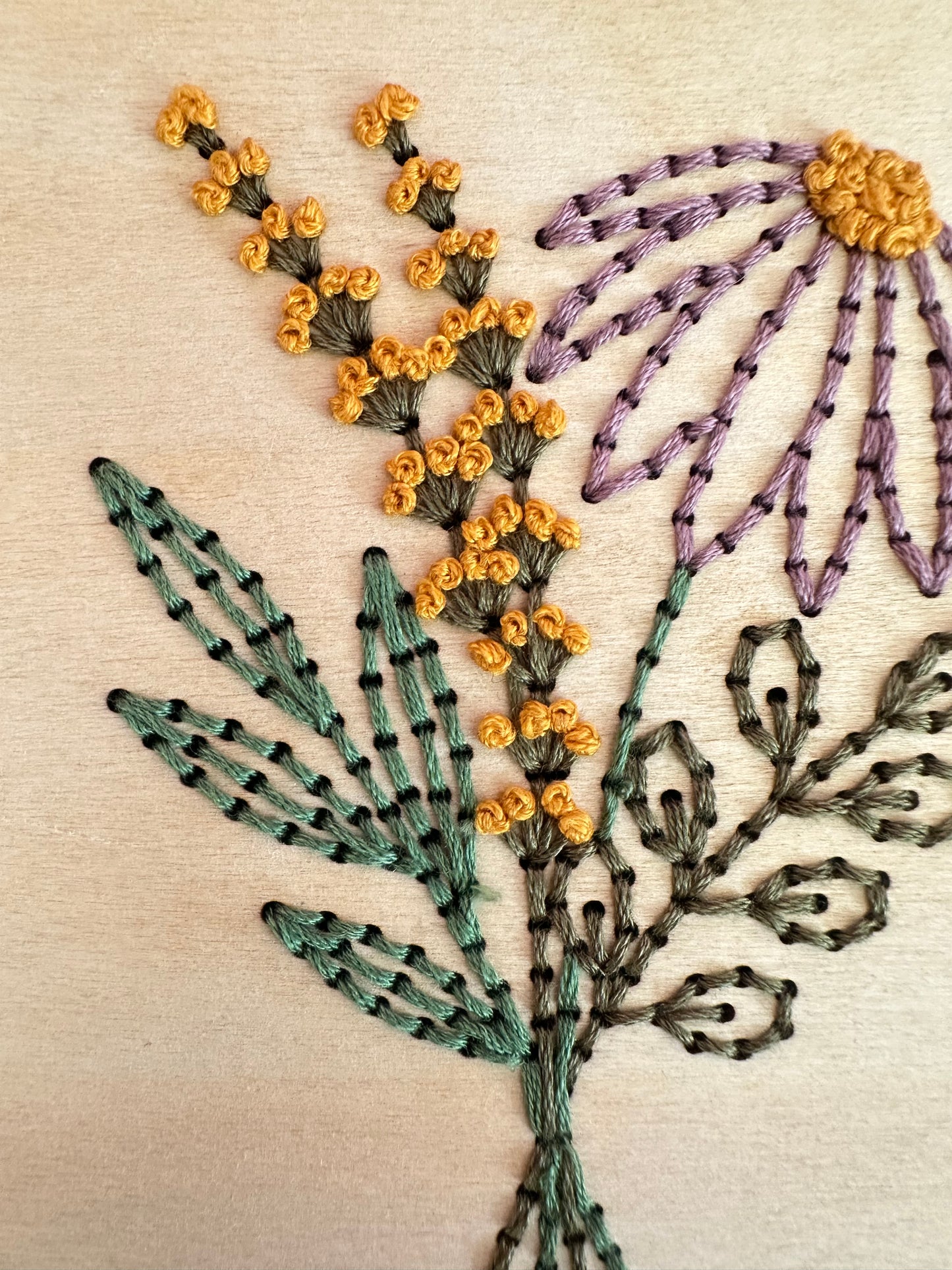 Base de broderie seule bouquet printanier – Bois prêt à broder