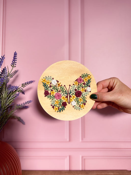 Floral butterfly embroidery kit