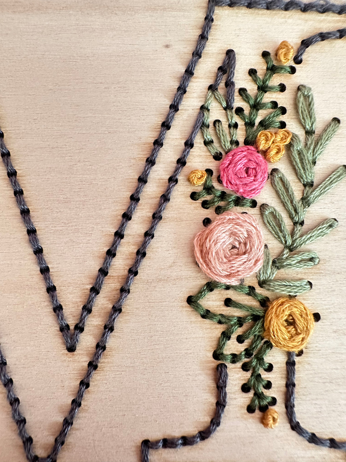 Floral initial embroidery kit
