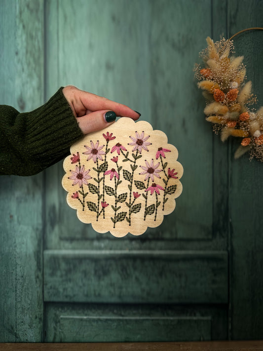 Kit de broderie fleurs roses