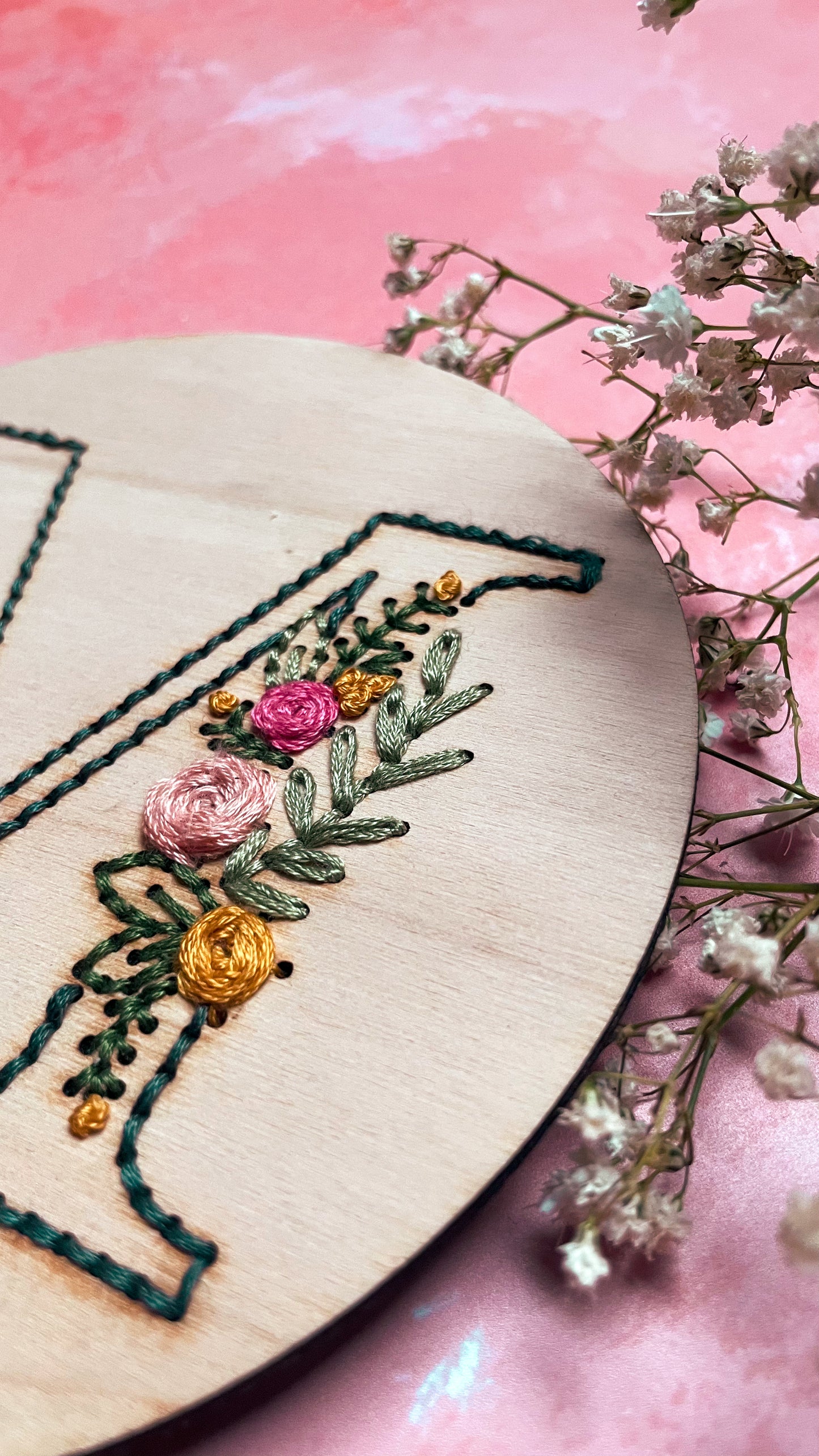 Kit de broderie lettrine fleurie