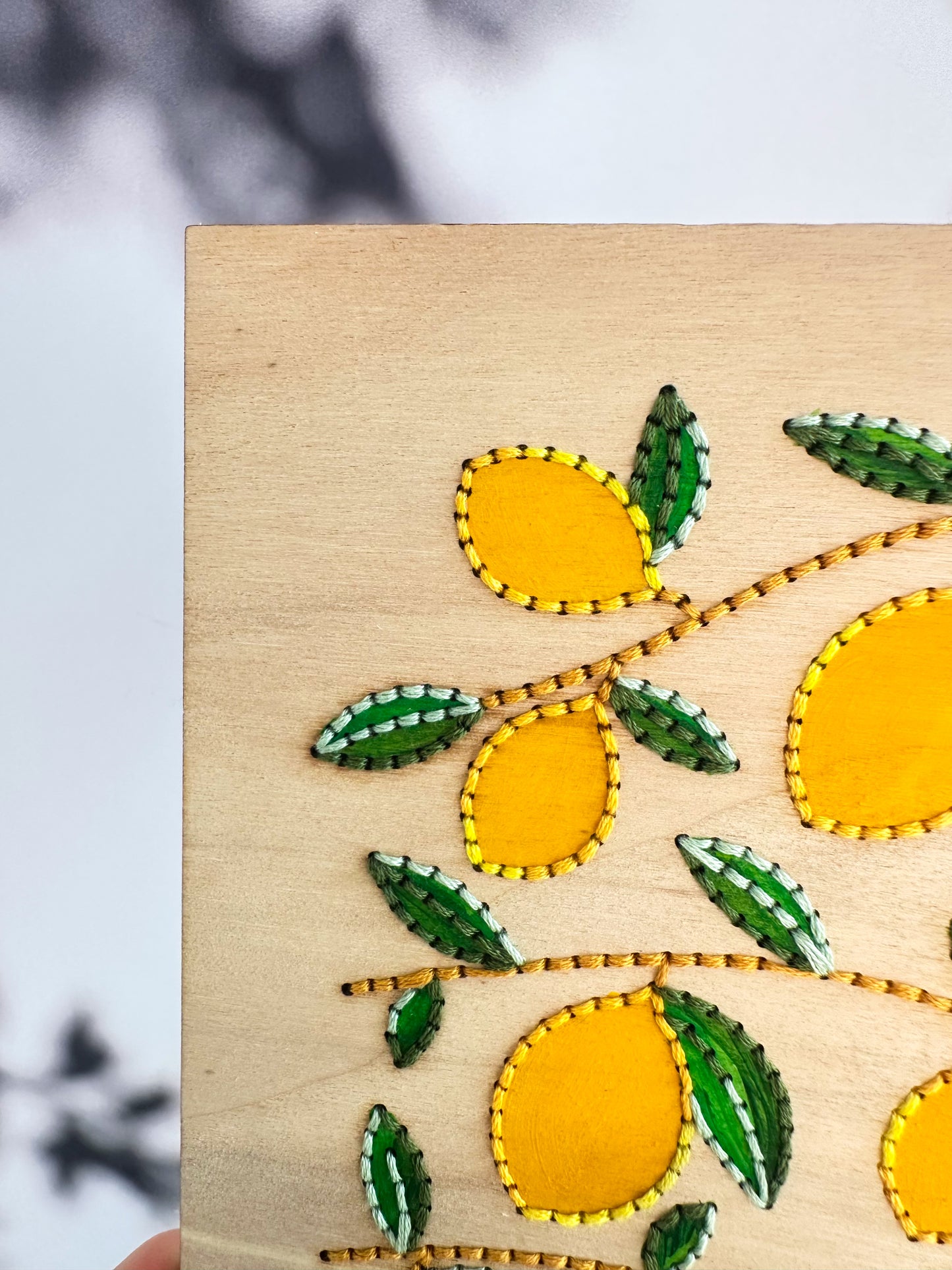 Base de broderie et peinture seule citrons – Bois prêt à broder