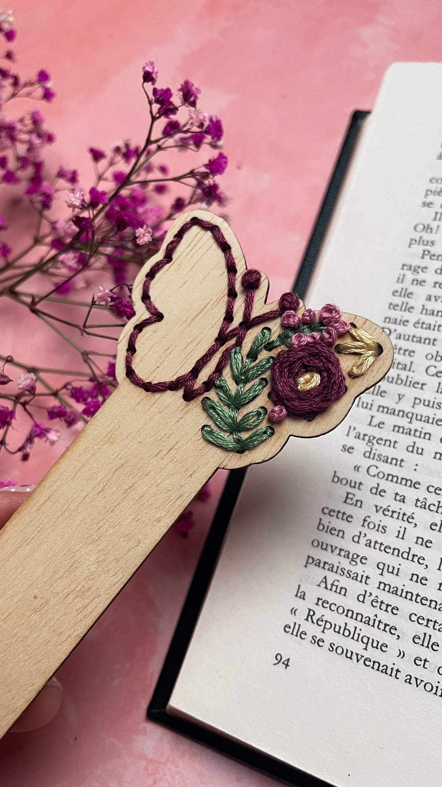 Kit de broderie marque page papillon