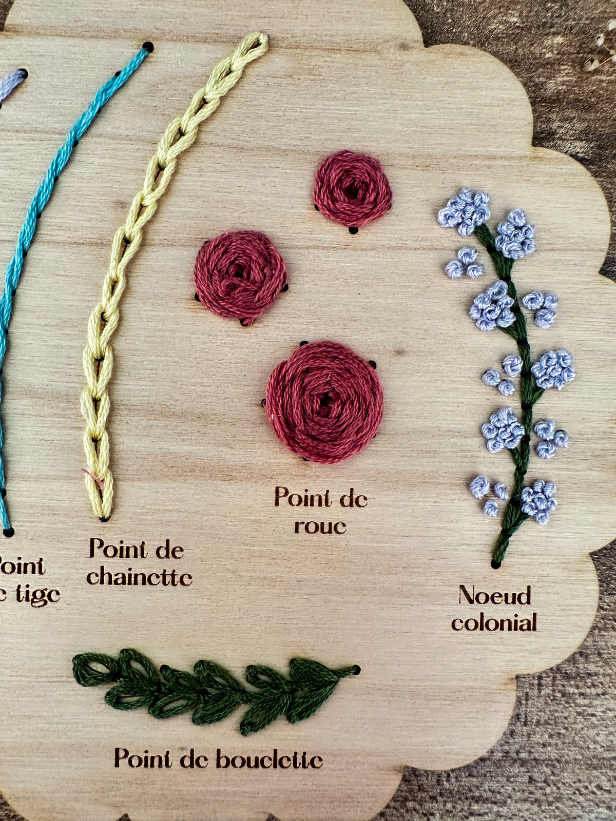 Base de broderie seule base d'apprentissage festonnée – Bois prêt à broder