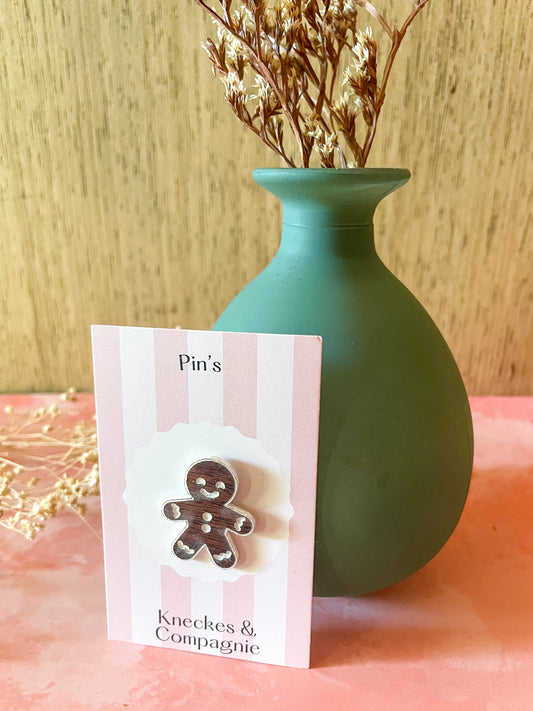 Pin’s motif manele, bonhomme pain d'épice en acrylique
