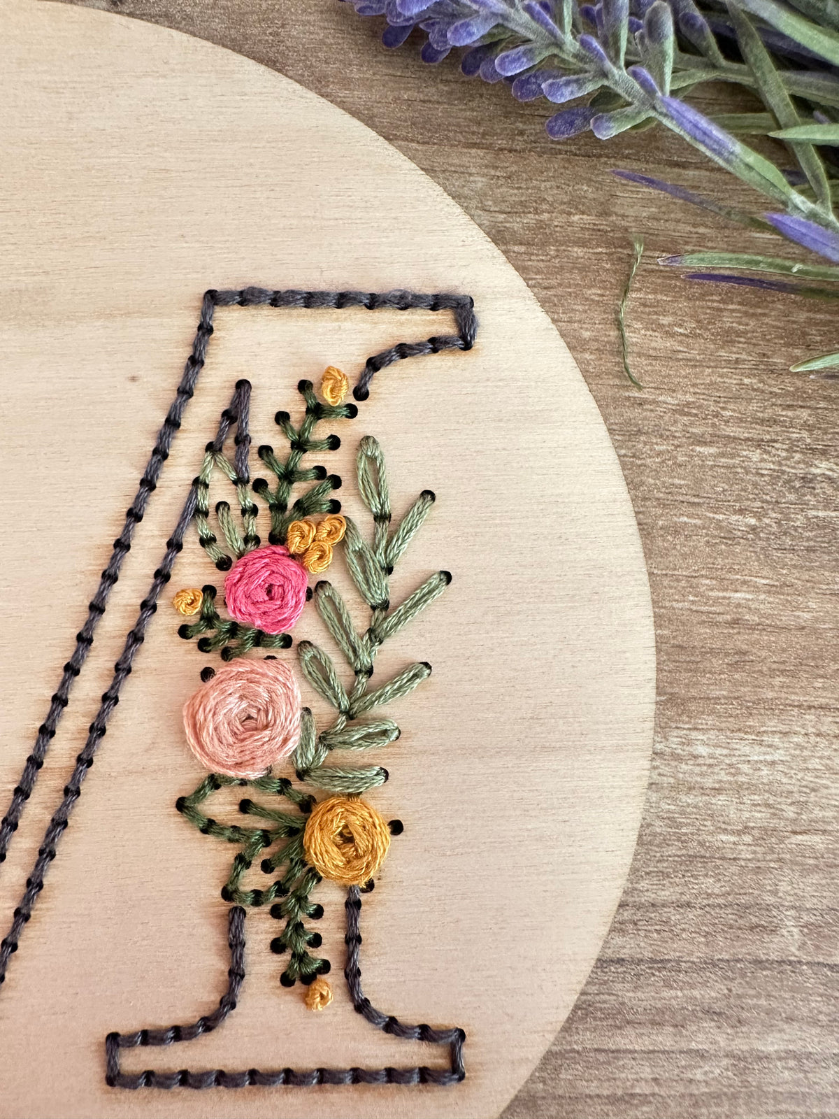 Floral initial embroidery kit