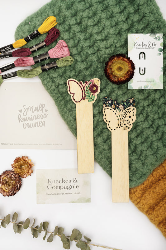 Kit de broderie marque page papillon