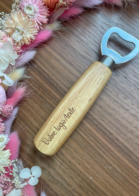 Ouvre-bouteille en bois de hêtre poli personnalisé